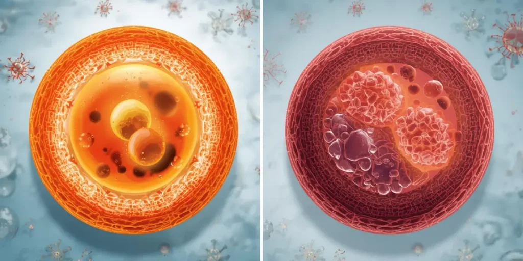 Stress oxydatif cellulaire, sénéscence des cellules du corps humain, vieillissement, peau vieillie.