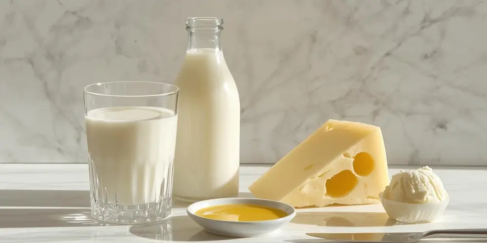 Type produits laitiers, produits fermentés, kéfir, yogourt, fromage, vivandgow