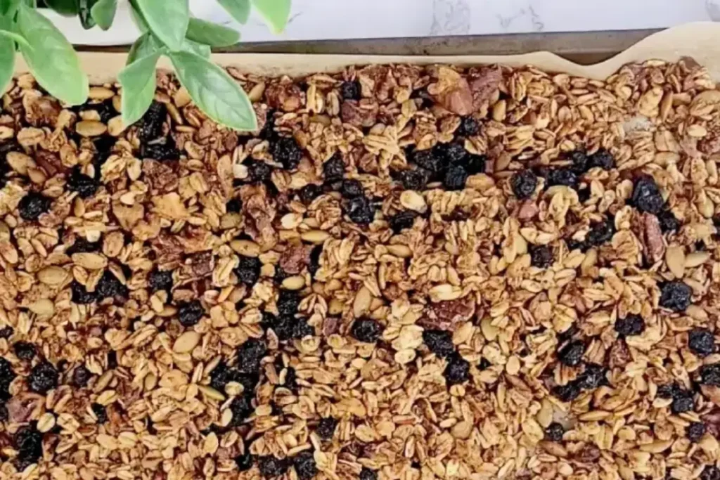 Granola aux bleuets croquants et rempli de fibres.