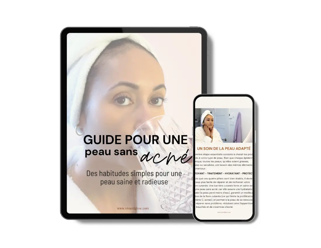 Guide gratuit pour avoir une belle peau et dire adeu à l'acné.